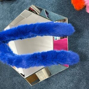 Vibrant Blue Faux Fur Scarf